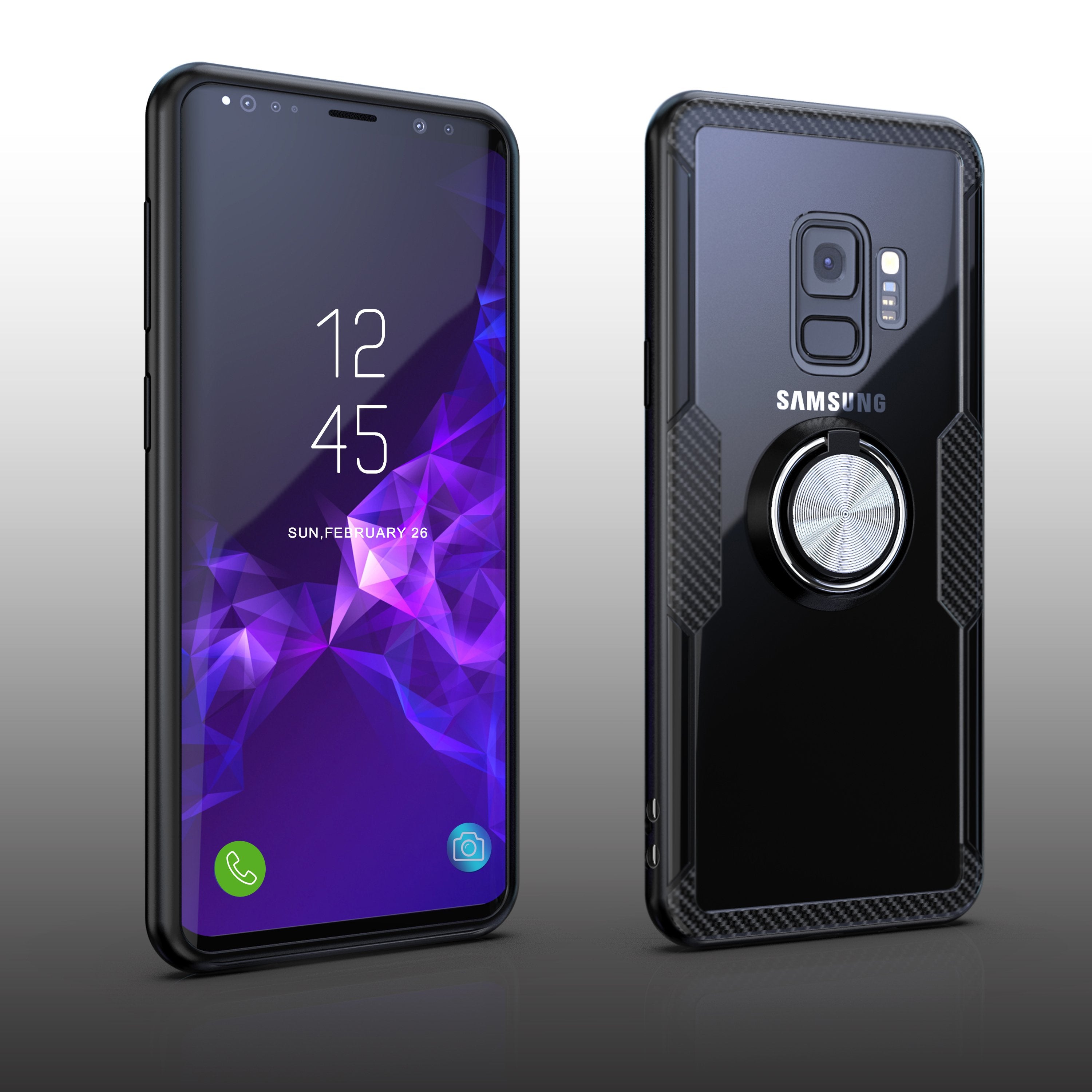 Samsung Galaxy S9 Case with Ring Holder Black