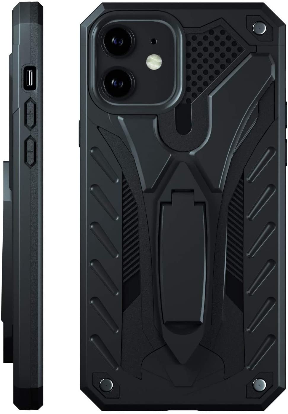 iPhone 12 / iPhone 12 Pro Hard Case with Kickstand Black