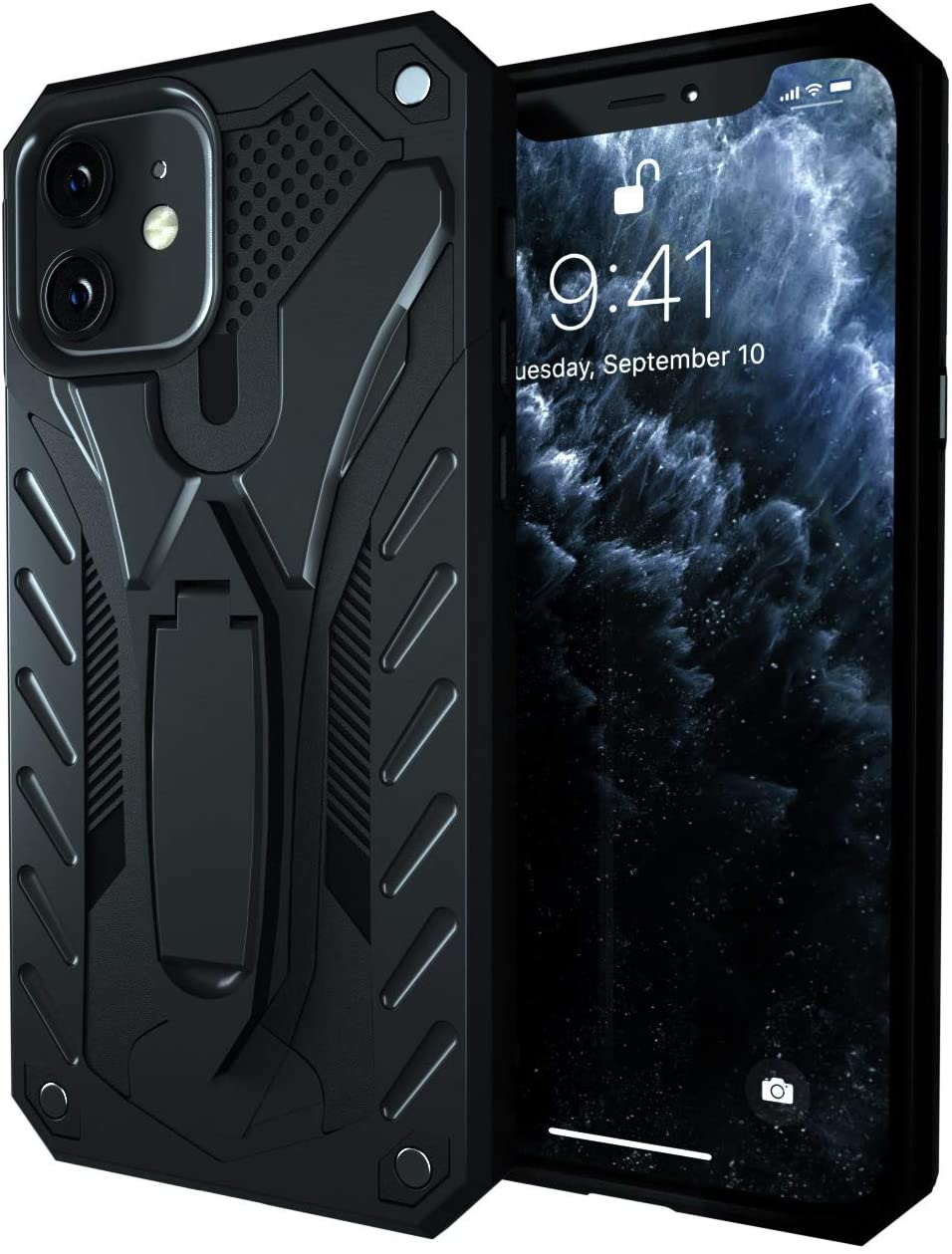 iPhone 12 / iPhone 12 Pro Hard Case with Kickstand Black