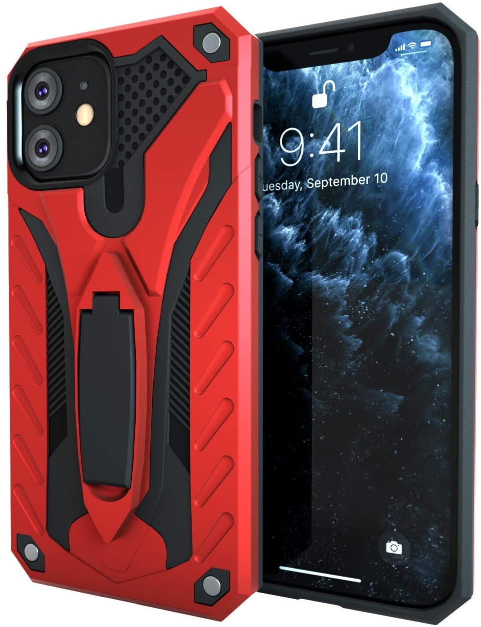 iPhone 12 / iPhone 12 Pro Hard Case with Kickstand Red