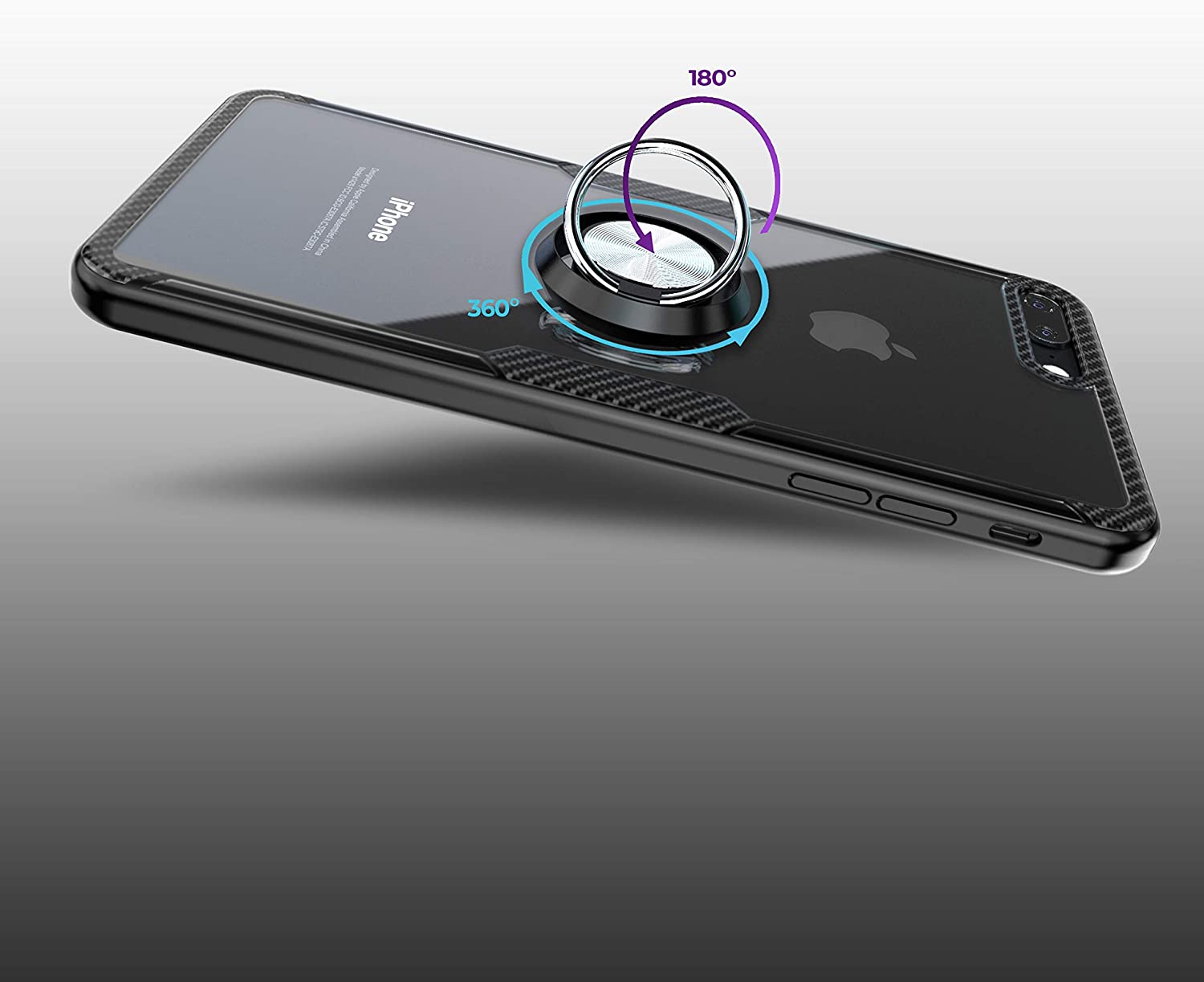 iPhone 7 Plus / iPhone 8 Plus Case with Ring Holder Black