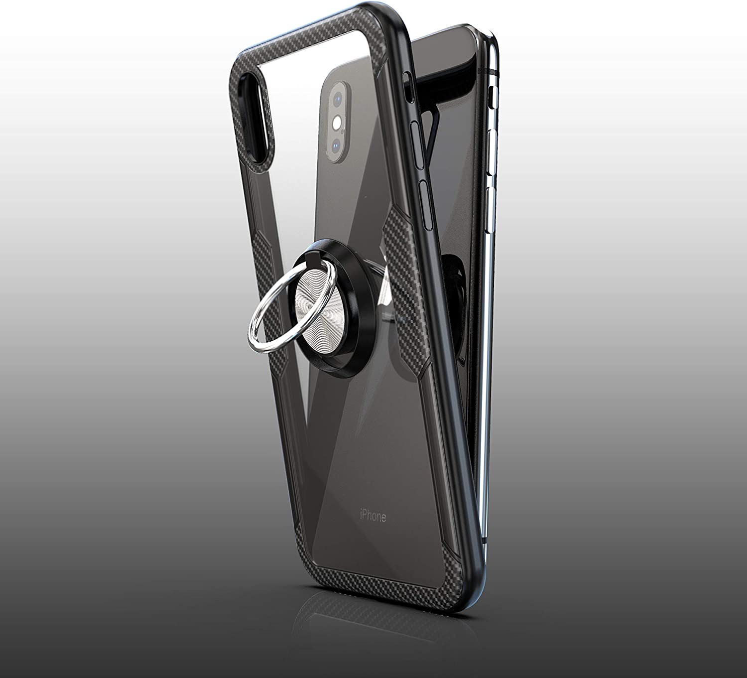 iPhone X / iPhone Xs Case with Ring Holder Black