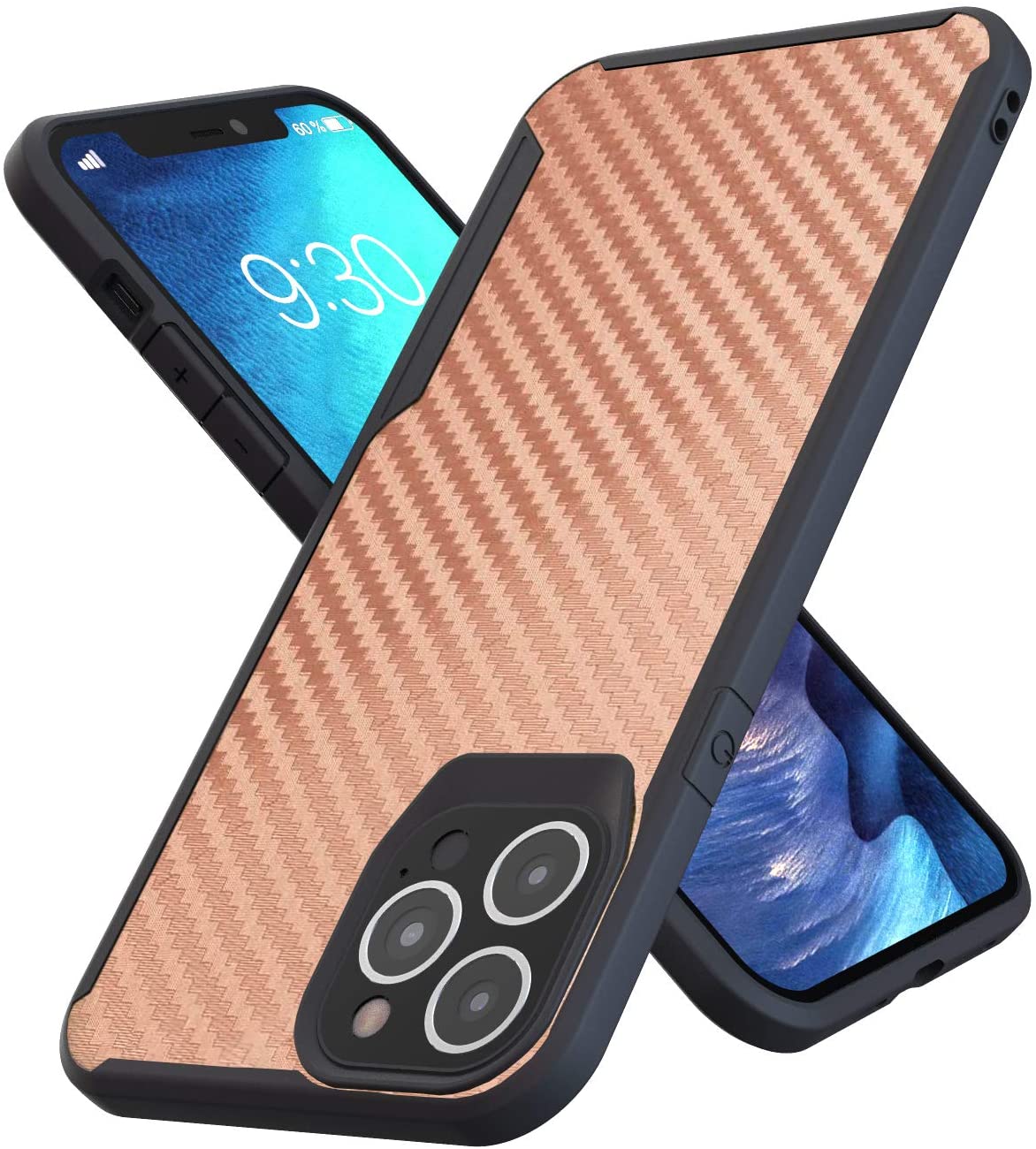 iPhone 12 Pro Max Kitoo Carbon Fiber Pattern Case Rose Gold