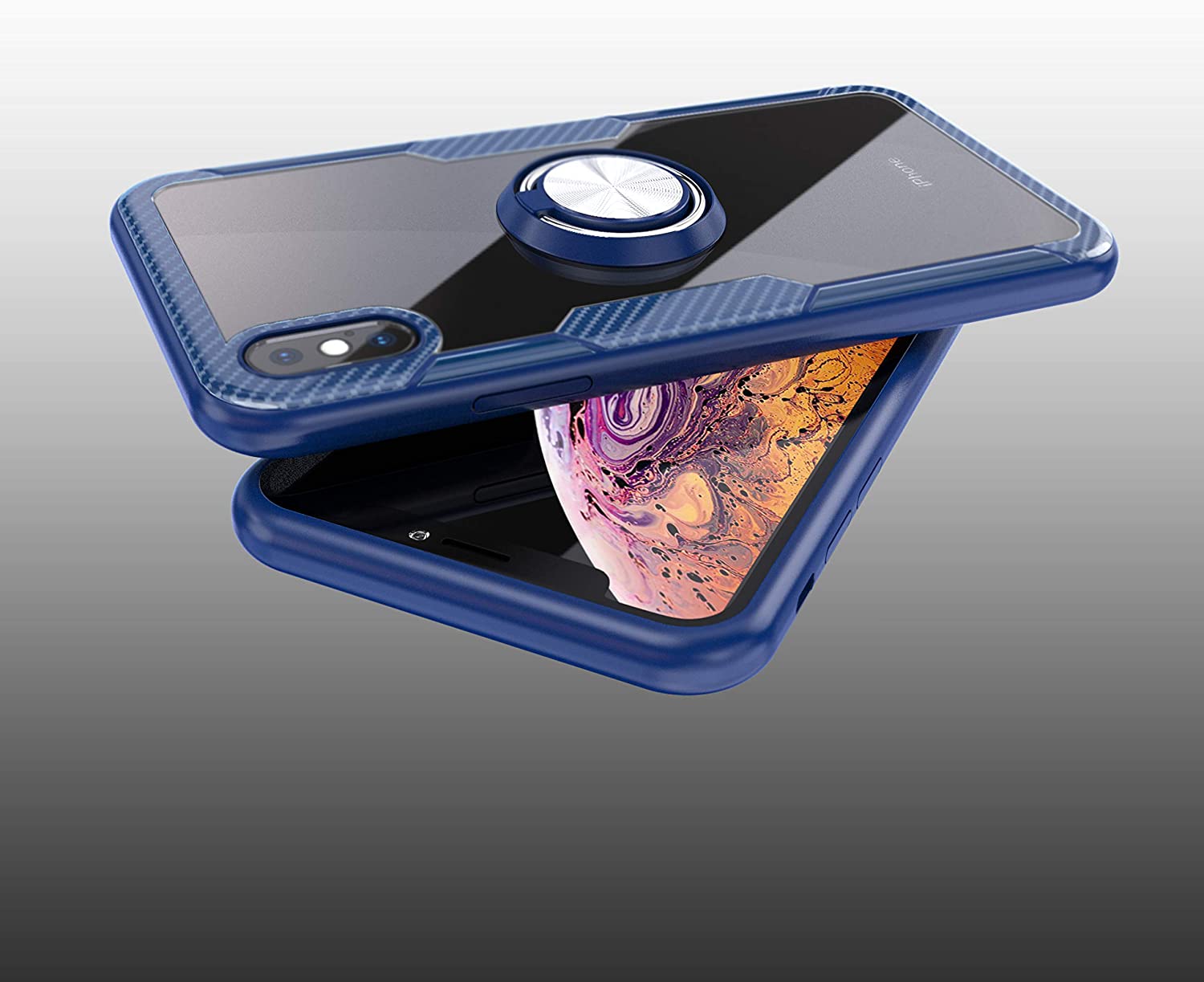 iPhone X / iPhone Xs Case with Ring Holder Blue