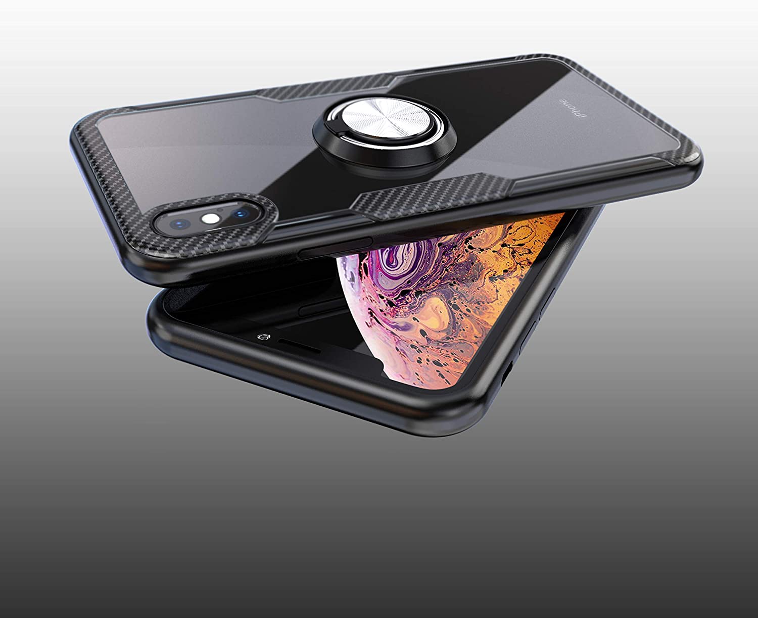 iPhone X / iPhone Xs Case with Ring Holder Black