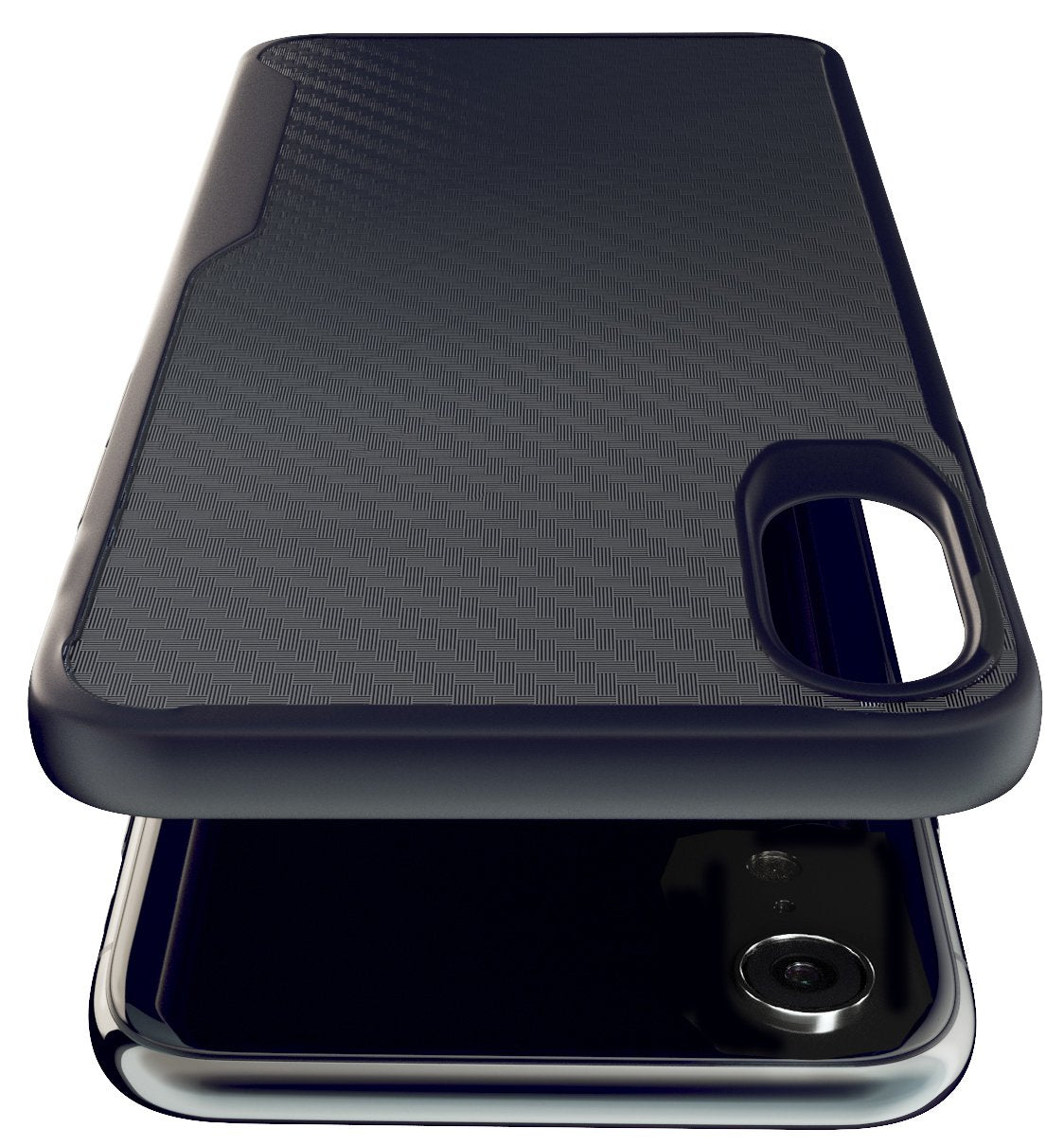 iPhone Xr Kitoo Carbon Fiber Pattern Case Black