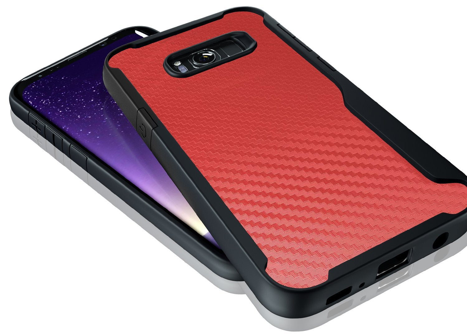Samsung Galaxy S8+ Kitoo Carbon Fiber Pattern Case Red