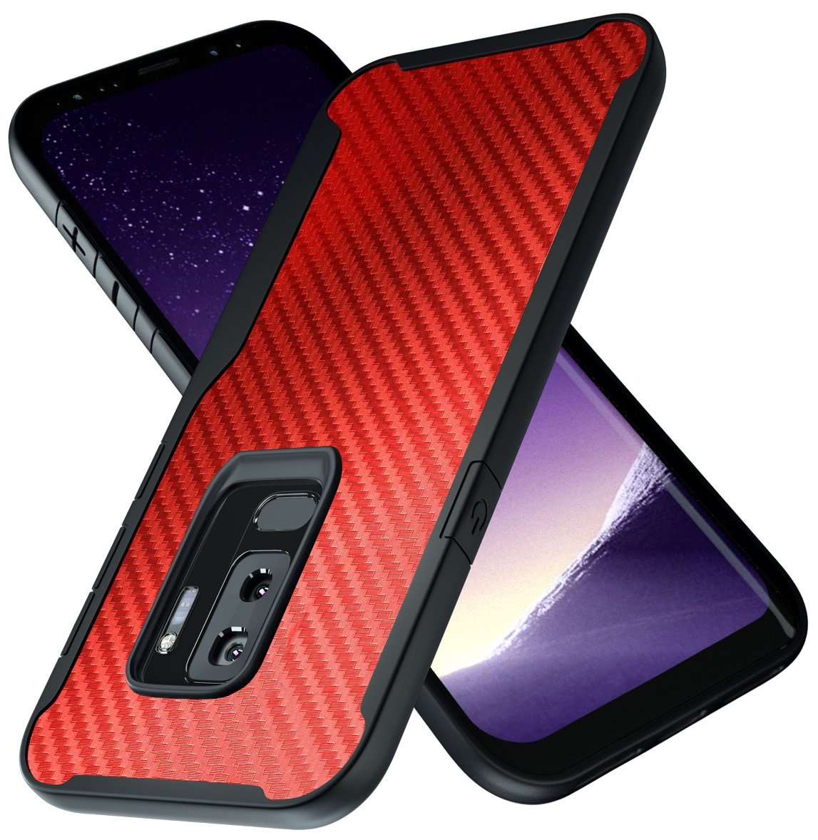 Samsung Galaxy S9+ Kitoo Carbon Fiber Pattern Case Red