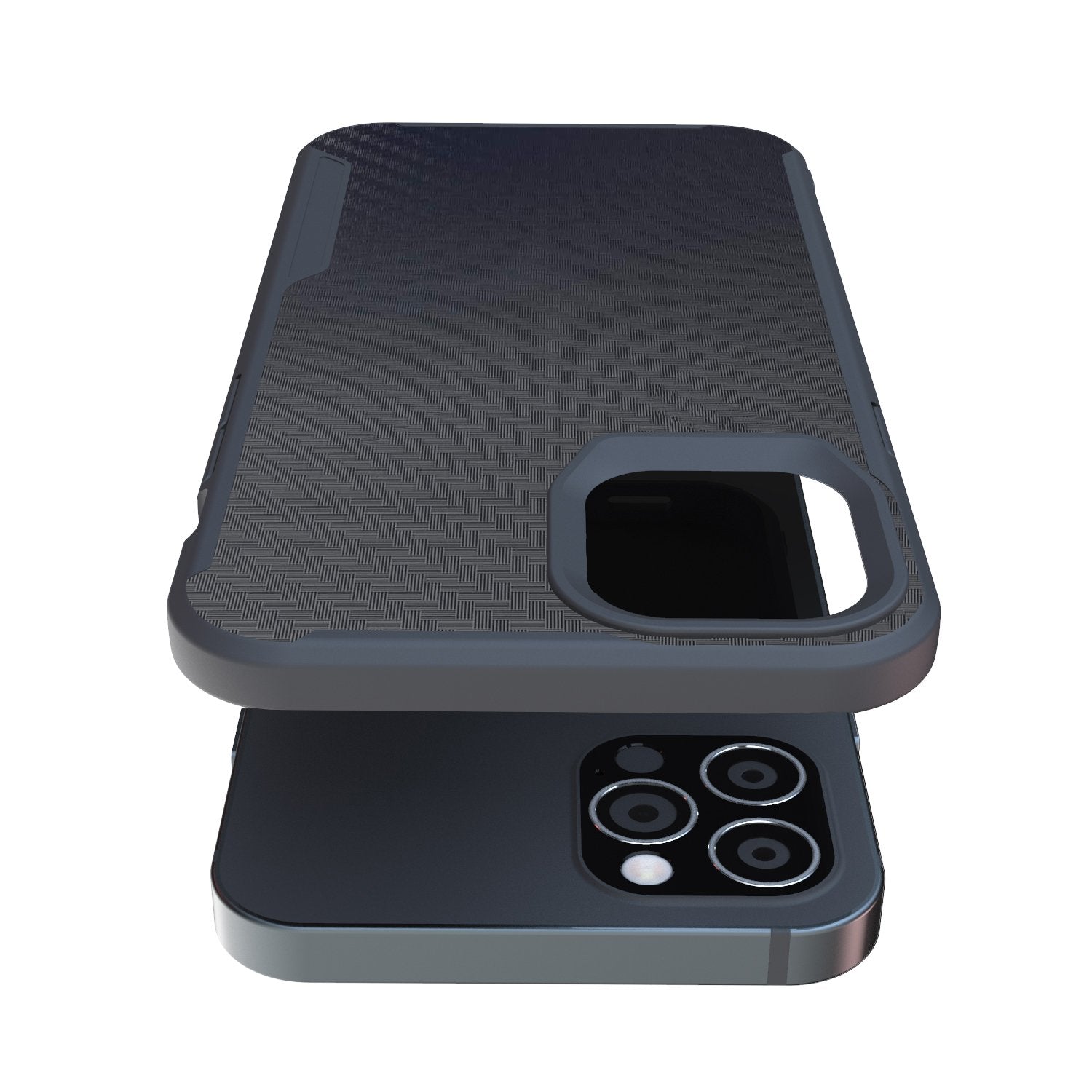 iPhone 12 / iPhone 12 Pro Kitoo Carbon Fiber Pattern Case Black
