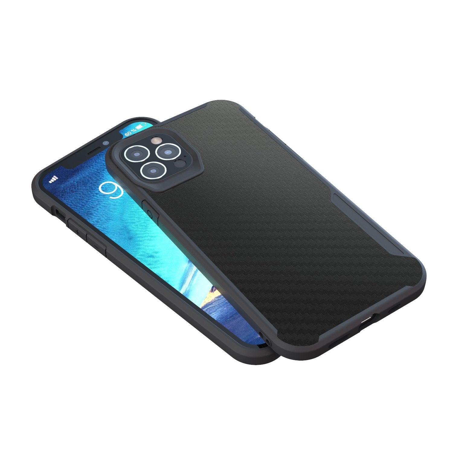 iPhone 12 Pro Max Kitoo Carbon Fiber Pattern Case Black