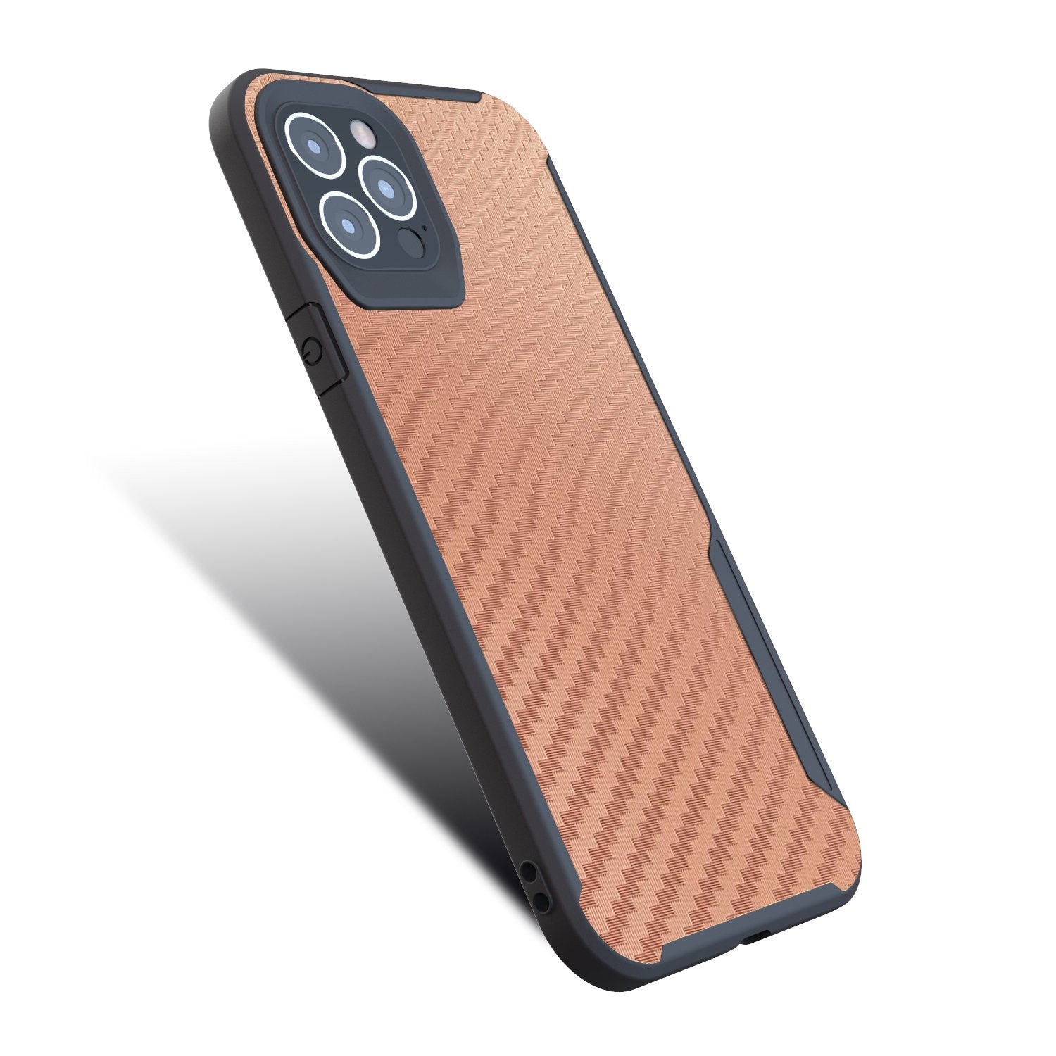 iPhone 12 Pro Max Kitoo Carbon Fiber Pattern Case Rose Gold