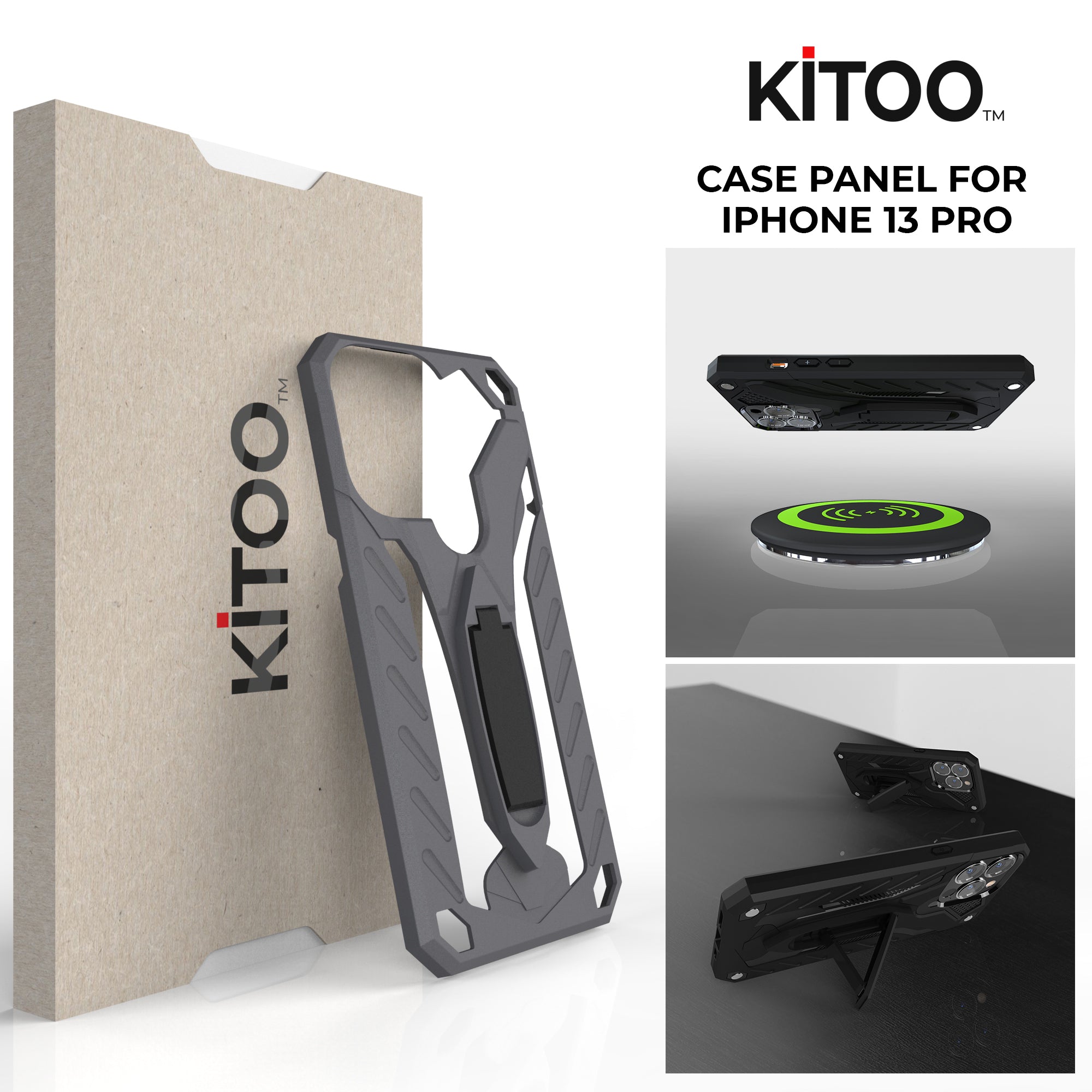 Kitoo Kickstand Panel Designed for iPhone 13 Pro case (Spare Part only) - Grayness