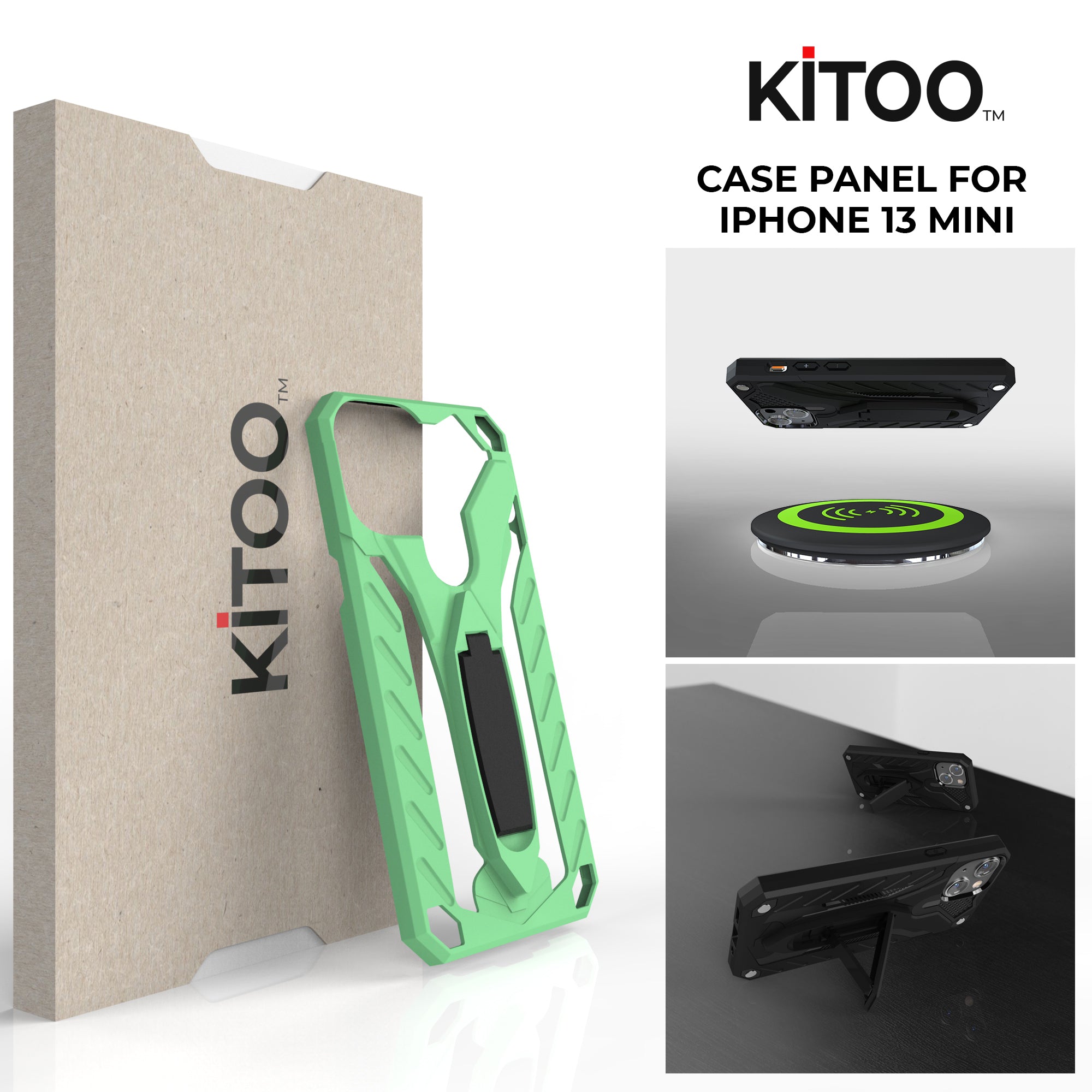 Kitoo Kickstand Panel Designed for iPhone 13 Mini case (Spare Part only) - Green
