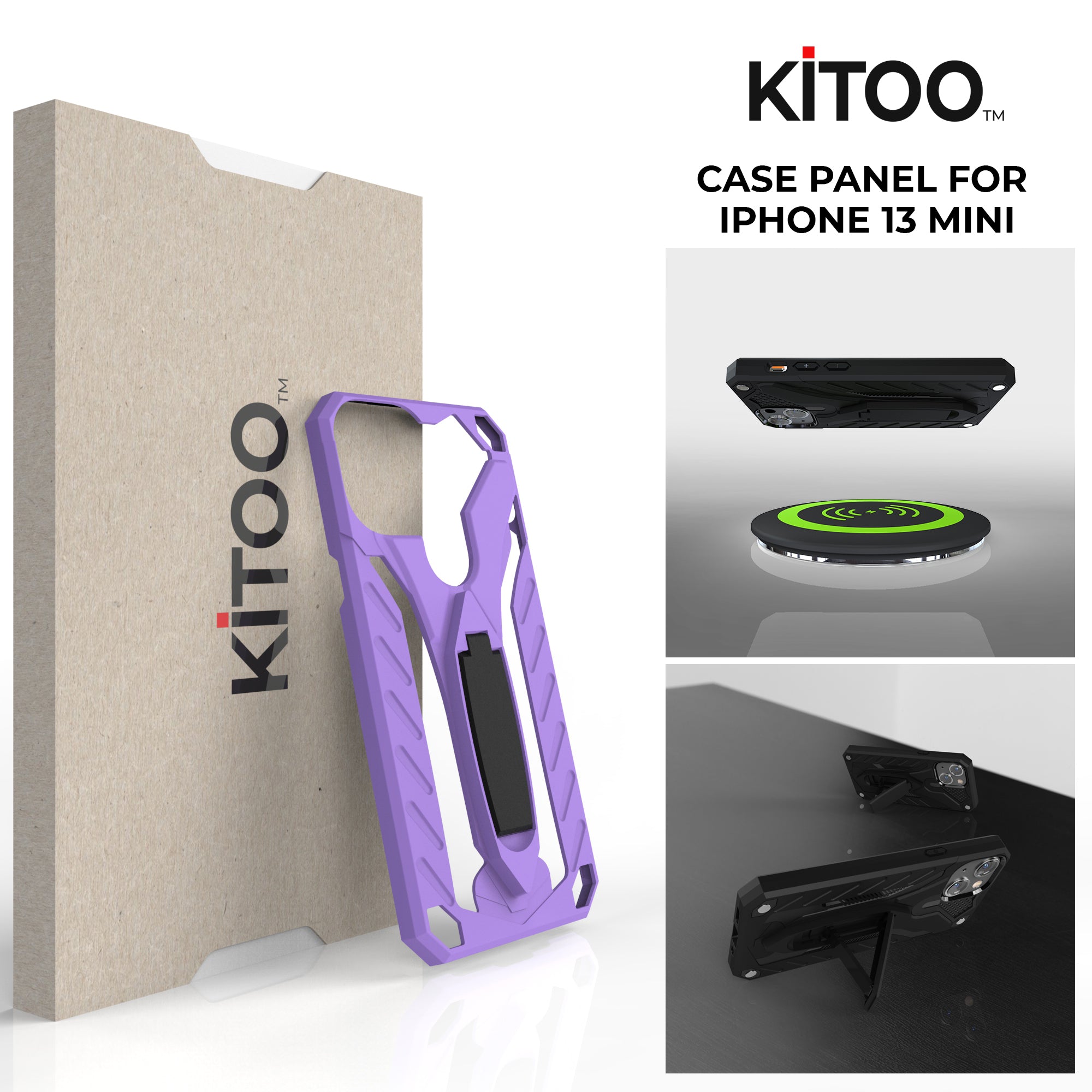 Kitoo Kickstand Panel Designed for iPhone 13 Mini case (Spare Part only) - Purple