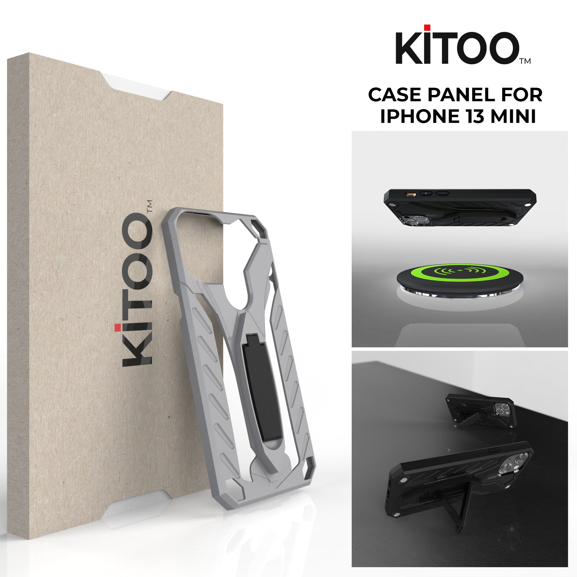 Kitoo Kickstand Panel Designed for iPhone 13 Mini case (Spare Part only) - Silvery