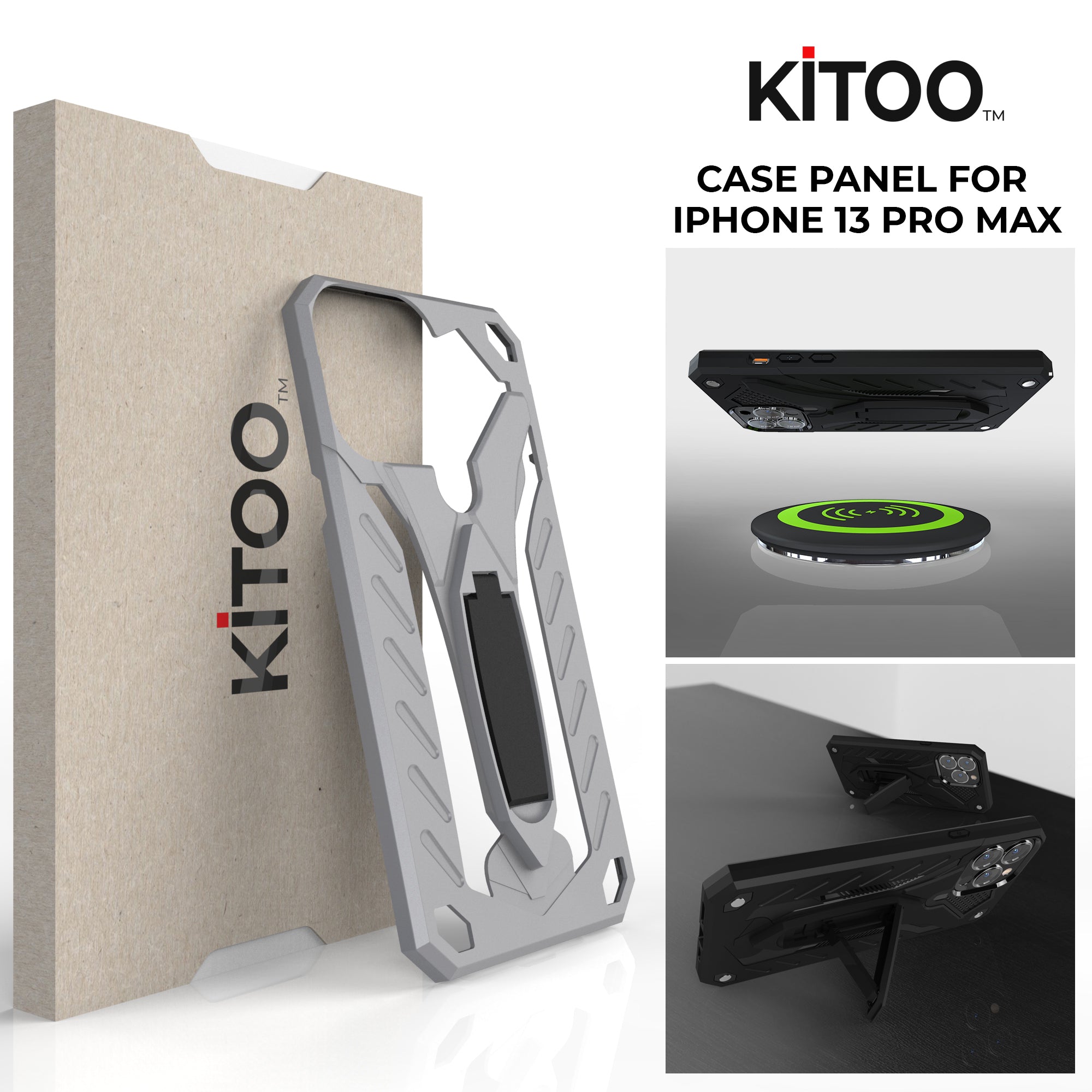 Kitoo Kiсkstand Panel Designed for iPhone 13 Pro Max case (Spare Part only) - Silvery